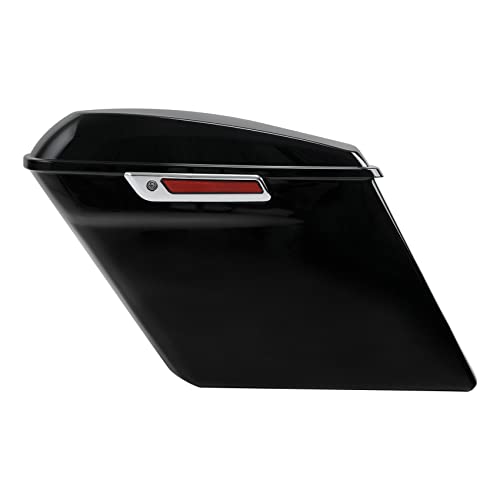 Motorcycle 5" Stretched Saddlebags Fit For Harley Touring 2014 (5" Stretched-Vivid Black W/ Chrome Latches)