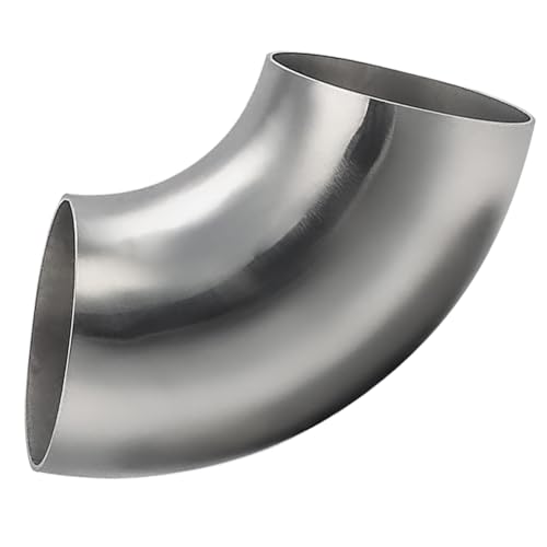 Cotonake OD 5 Inch 90 Degree SS304 Stainless Steel Bend Tube Exhaust Elbow Pipe for Car Modified Exhaust System 5" Piping Silver Tone (5")
