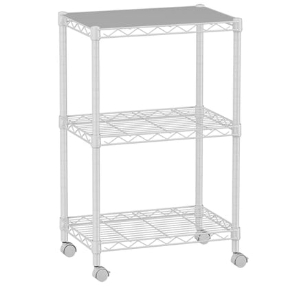 3 Small Wire Shelves Kitchen Pantry Close Home Organizers and Storage Bathroom Shelf Laundry Room Organization Adjustable Book Metal Garage Shelving Unit (White / 3-Tier 11.8"D X 17.3"W X 30.7"H)