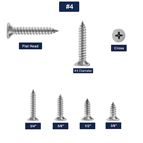 4 x 5 8" Wood Screw 100Pcs 18 (#4 x 5/8")