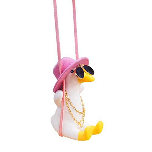 Cute Car Decor of Swing Duck Pendant (Pink B)