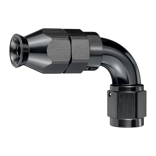 6AN 45 Degree PTFE One Piece Full Flow End Hose Fitting Aluminum Black 2PCS (4AN / 90 Degree)