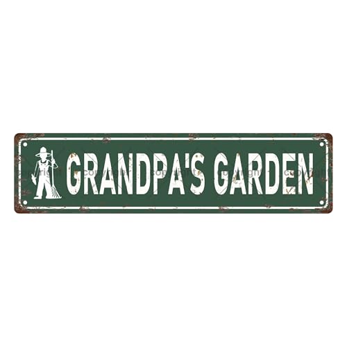GRANDPA'S GARDEN SPACE Metal Tin Street Sign Bar Cafe Garage Cave Home Room Wall Bathroom Farmhouse Garden Porch Patio Decor (GRANDPA'S GARDEN)