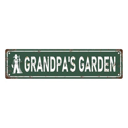 GRANDPA'S GARDEN SPACE Metal Tin Street Sign Bar Cafe Garage Cave Home Room Wall Bathroom Farmhouse Garden Porch Patio Decor (GRANDPA'S GARDEN)