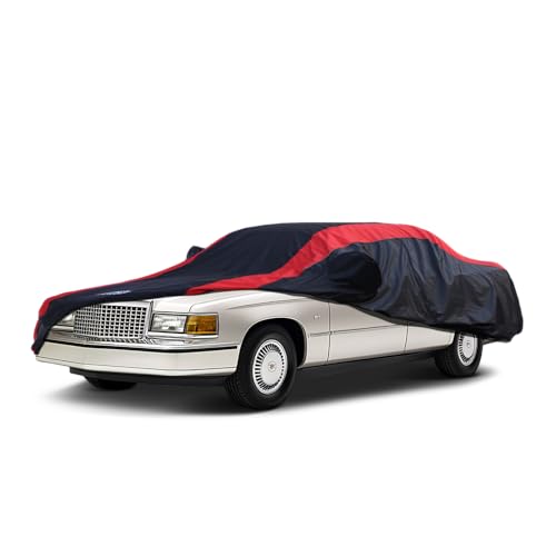 Deville Car Cover Waterproof All Weather with Red Strip Design (Custom Fit - Cadillac Deville)