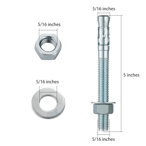 5 16x5" 10Pcs Inch Standard Fasteners for Heavy (5/16x5")