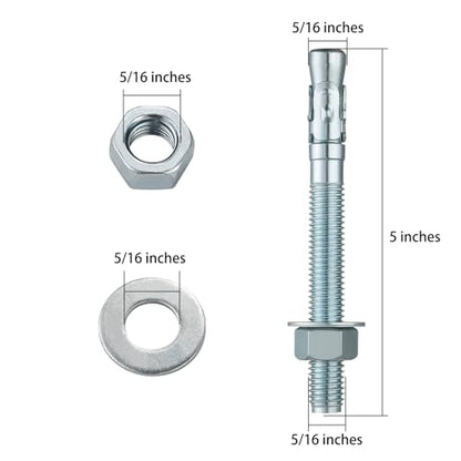 5 16x5" 10Pcs Inch Standard Fasteners for Heavy (5/16x5")