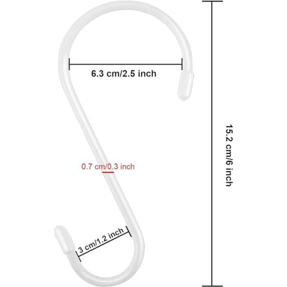 12 Pack 6 Inch White Vinyl Coated Heavy Duty S Hooks Non Slip (White / 6 in 12 pack)
