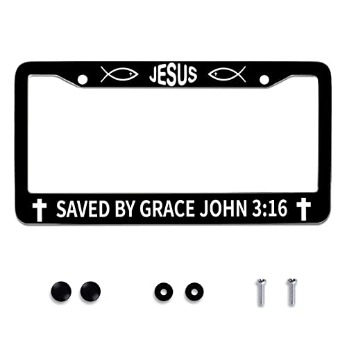 John 3 16 Jesus Stainless Steel License Plate Frame Fits US Standard (Jesus Faith)