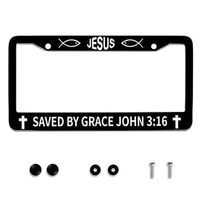 John 3 16 Jesus Stainless Steel License Plate Frame Fits US Standard (Jesus Faith)