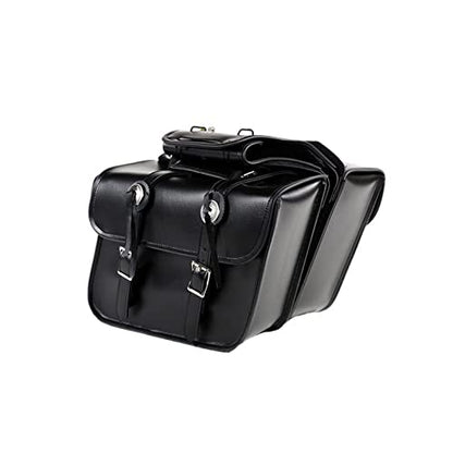 Motorcycle Saddle Bags Leather Motorcycle Luggage Bag with Gun Holsters For Softails Sportsters and Choppers Tool Bags (Style1 - PVC / 14" x 8" x 11")
