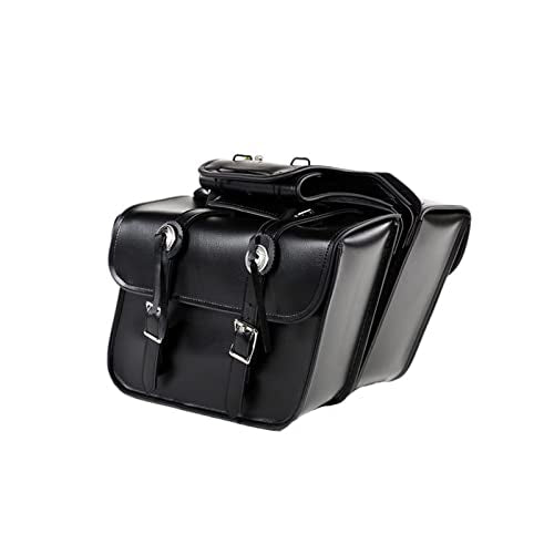 Motorcycle Saddle Bags Leather Motorcycle Luggage Bag with Gun Holsters For Softails Sportsters and Choppers Tool Bags (Style1 - PVC / 14" x 8" x 11")