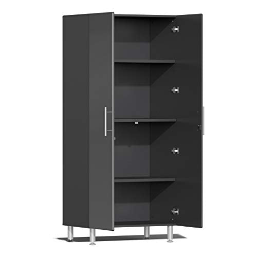 UG22082G 8 Piece Garage Cabinet Kit with Bamboo Worktop in Graphite Grey Metallic