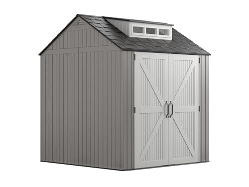 Resin Outdoor Storage Shed With Floor (7'x7' / Gray)