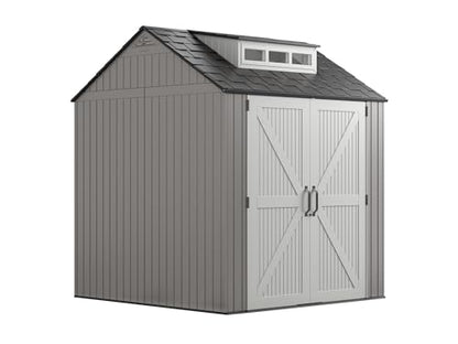 Resin Outdoor Storage Shed With Floor (7'x7' / Gray)