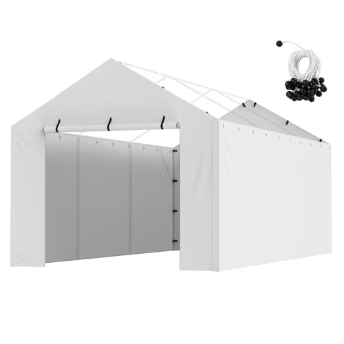 Carport Replacement Canopy Cover Side Wall 10 x 20 ft (White / 10x20ft)