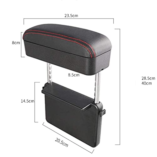 Car Armrest Box Adjustable Pad Refit Car Central Lift Armres Storage Organizer Box Arm Rest (Black red line)