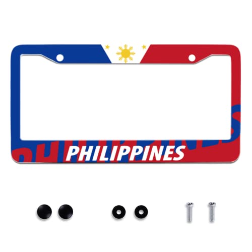 Philippine Flag Stainless Steel License Plate Frame Fits US Standard (Philippine Flag)