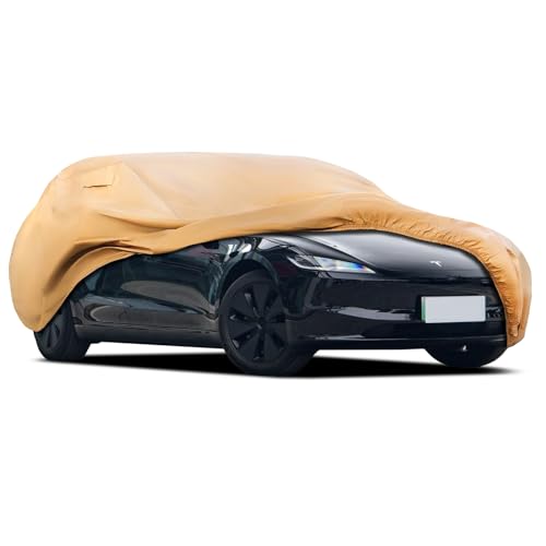 Heavy Duty Outdoor Car Cover Custom Fit for 2017 (Custom Fit Tesla Model 3 / brown)