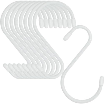 24 Pack 5 Inch White Vinyl Coated S Hooks with Rubber Stopper (White / 5 in 24 pack)