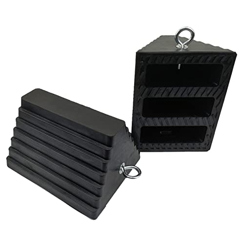 2 Pack Wheel Chocks Rubber Heavy Duty Black with Eyebolt (2 Pc Large with Eyebolt)