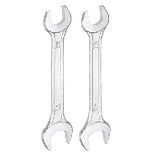2pcs Double Open End Wrench 13mm x 17mm Metric 15 Degree Offset Angle Small Flat Head Wrench Galvanizing Open Ended Spanner for Automotive Repair Furniture Assembly (13mm x 17mm)