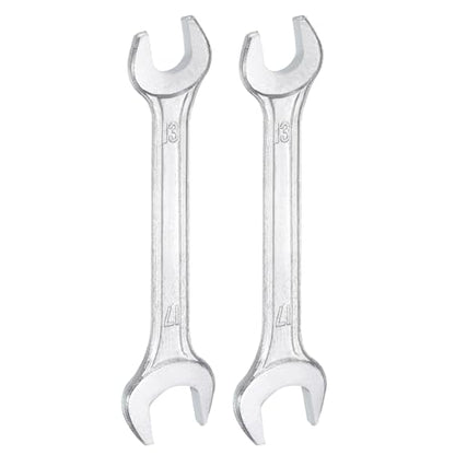 2pcs Double Open End Wrench 13mm x 17mm Metric 15 Degree Offset Angle Small Flat Head Wrench Galvanizing Open Ended Spanner for Automotive Repair Furniture Assembly (13mm x 17mm)