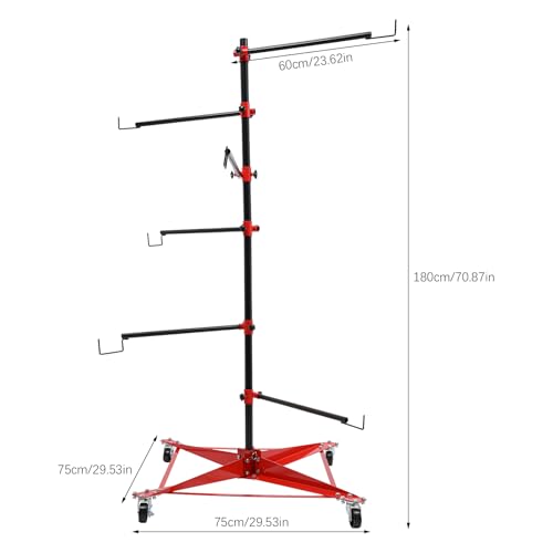 Panel Tree Stand for Painting Rotatable FreeStanding Panel Paint Holder with Wheels Adjustable Center Post for Hang Automotive Doors Fenders Bumpers (29.5*29.5*70.87in)