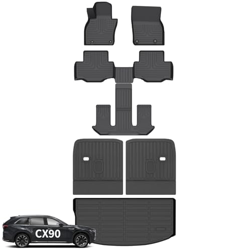 Floor Mats Backseat Cargo Liner for Mazda CX90 2024 (BLACK)