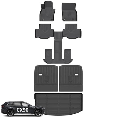 Floor Mats Backseat Cargo Liner for Mazda CX90 2024 (BLACK)