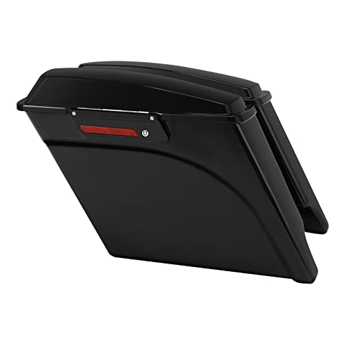 Motorcycle Stretched Saddlebags Vivid Black 5" Extended Hard Saddle Bags W (Vivid Black W/ Black Latches / 5" Extended)