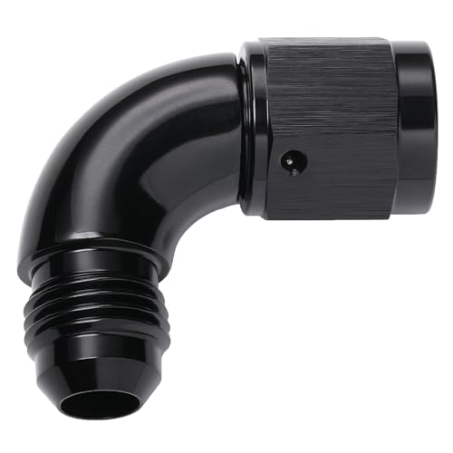 90 Degree 6AN Male to 6AN Female Swivel Full Flow Fitting Adapter Coupler Aluminum Black (6AN / Black - 90 Degree)