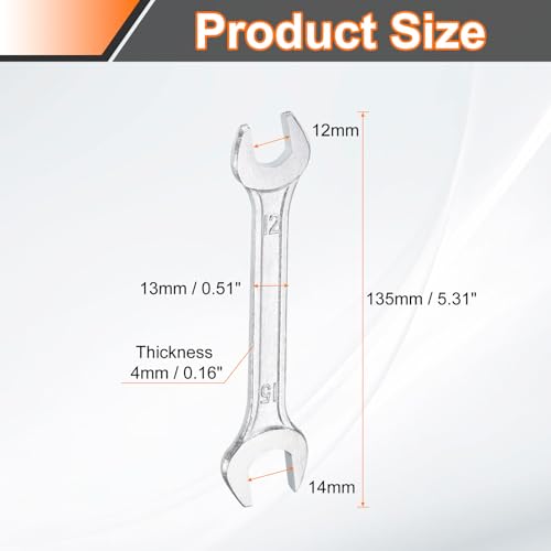 Double Open End Wrench 12mm x 15mm Metric 15 Degree Offset Angle Small Flat Head Wrench Galvanizing Open Ended Spanner for Automotive Repair Furniture Assembly (12mm x 15mm)