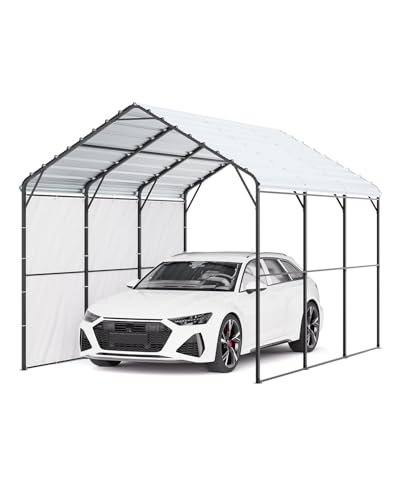 Heavy Duty Metal Carport (White / 10x15ft)
