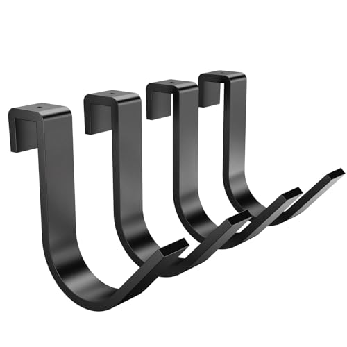 Heavy-Duty 4-Pack Overhead Garage Ceiling Storage Hooks, Add-On Storage Rail Hook Accessory for Hanging Bikes and More, Supports Up to 66lbs