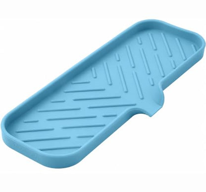 Silicone Soap Dish with Drain Spout (Light Blue / L(12"×4"))
