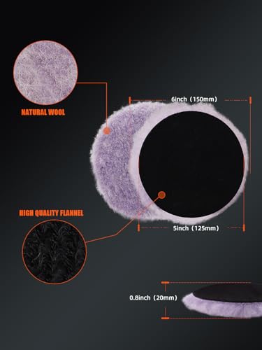 Wool Polishing Pads (2Pcs 5Inch Purple Coarse Wool / 5 Inch (125mm))