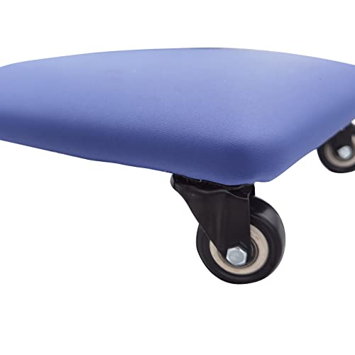 Roller Seat 360 Degree Rotating Low Stool with Wheel Chair PU Leather Universal Swivel Wheels Stool for Home Office Fitness and Garage (Square Blue)