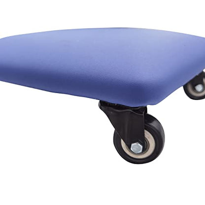 Roller Seat 360 Degree Rotating Low Stool with Wheel Chair PU Leather Universal Swivel Wheels Stool for Home Office Fitness and Garage (Square Blue)