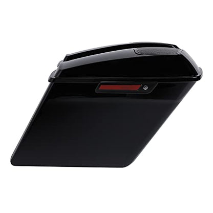 Motorcycle 5" Stretched Saddlebags Fit For Harley Touring 2014 (5" Stretched Bags-Vivid Black W/ Black Latches & 6x9 Lids)