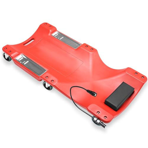 40 in Low Profile Car Rolling Mechanic Creeper (Red / 40" L (w/LED Light))