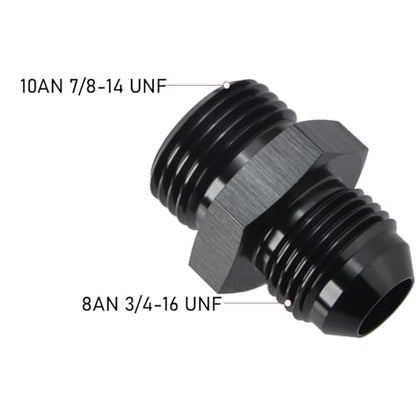 8AN Male Flare to 10AN ORB O (8AN to 10AN ORB / Black - 2PCS)