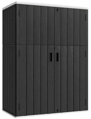 Outdoor Vertical Storage Shed (Black / 57 Cu.ft)