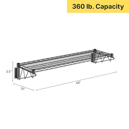 14" x 48" Black Epoxy Wire Wall Mount Shelf (Black / 14" x 48")