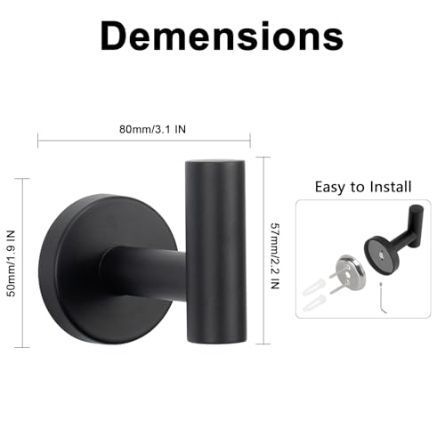 Bath Towel Hooks (Matte Black / 4 Pack)