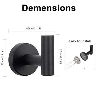 Bath Towel Hooks (Matte Black / 16 Pack)
