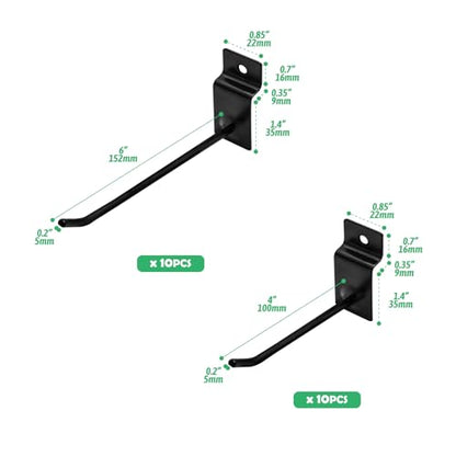 Yuahar Slatwall Hooks 20Pcs 4 (Black)