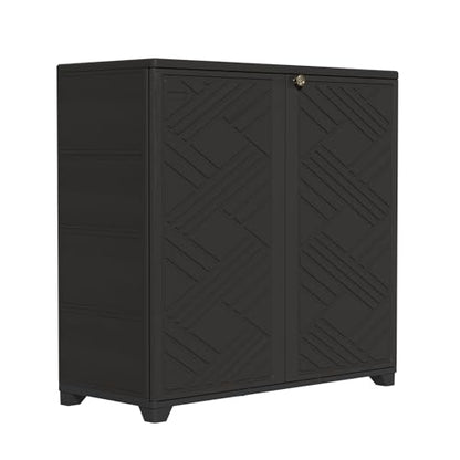 Indoor Outdoor Storage Cabinet Waterproof (Cabinet, Black)