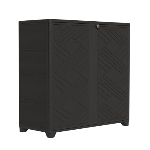 Indoor Outdoor Storage Cabinet Waterproof (Cabinet, Black)