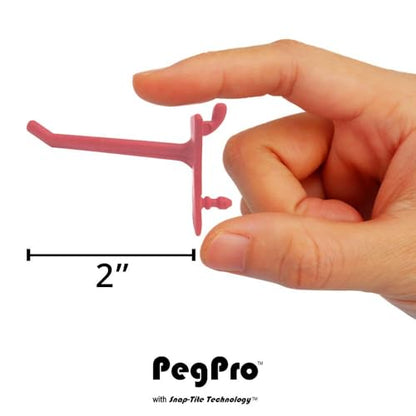 PegPro® 2" Hooks Kit for Standard “Wood Fiber” pegboard (2" Straight / Red)